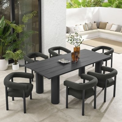 Modway Nautica Outdoor Dining Table and 6 Chairs, Charcoal/Graphite