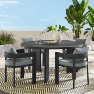 Modway Tahoe Outdoor Dining Table and 4 Chairs, Gray