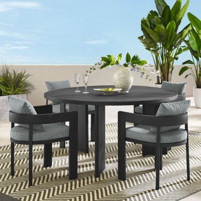 Modway Tahoe Outdoor Dining Table and 4 Chairs, Gray