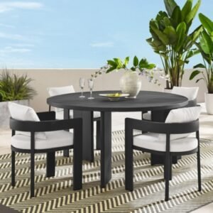 Modway Tahoe Outdoor Dining Table and 4 Chairs, Gray/White