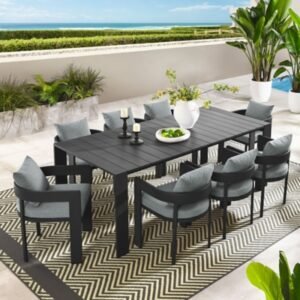 Modway Tahoe Outdoor Dining Table and 8 Chairs, Gray