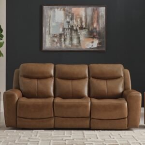 Momentum Moves Dual Power Leather Reclining Sofa Leather, Amber