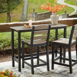 Moondance Outdoor Counter Table and 2 Barstools, Black/Beige