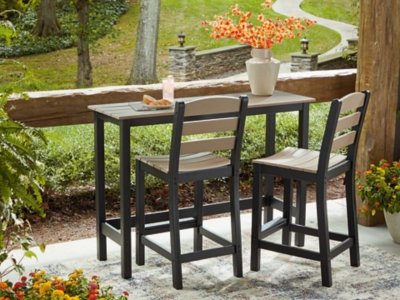 Moondance Outdoor Counter Table and 2 Barstools, Black/Beige