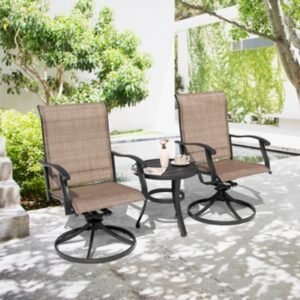 Nuu Garden Outdoor Bistro Table and 2 Chairs, Black/Brown