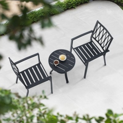 Nuu Garden Outdoor Bistro Table with 2 Chairs, Black