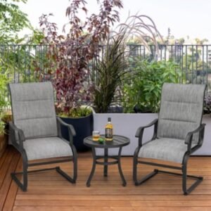 Nuu Garden Side Table and 2 Chairs, Gray