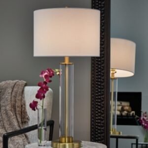 Orenman Table Lamp (Set of 2), Clear/Brass Finish