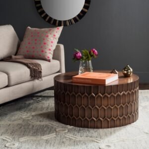 Safavieh Honeycomb Drum Coffee Table, Copper