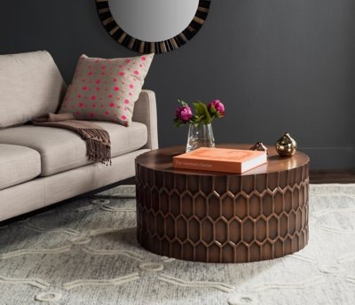 Safavieh Honeycomb Drum Coffee Table, Copper