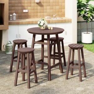Westin Furniture Otto Outdoor Bar Height Bar Table and 4 Bar Stools, Dark Brown
