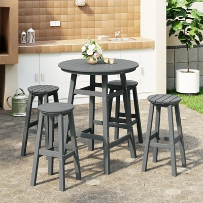 Westin Furniture Otto Outdoor Bar Height Bar Table and 4 Bar Stools, Gray