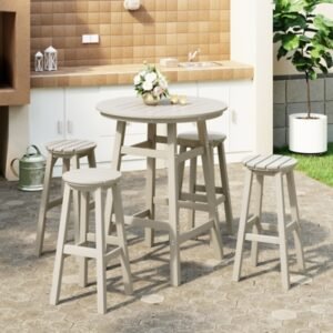 Westin Furniture Otto Outdoor Bar Height Bar Table and 4 Bar Stools, Sand