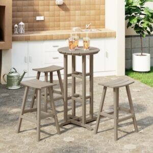 Westin Furniture Otto Outdoor Bar Table and 3 Bar Stools, Weathered Wood