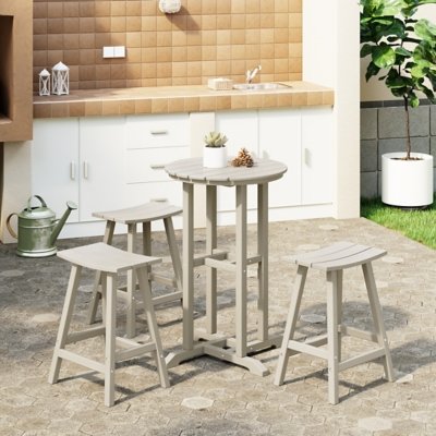 Westin Furniture Otto Outdoor Counter Height Bar Table and 3 Bar Stools, Sand