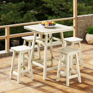 Westin Furniture Otto Outdoor Counter Height Bar Table and 4 Bar Stools, Sand