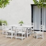 Westin Furniture Shoreside Outdoor Dining Table and 6 Armless Chairs, White