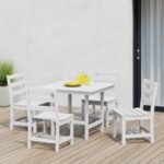 Westin Furniture Shoreside Outdoor Patio Square Table and 4 Armless Chairs, White