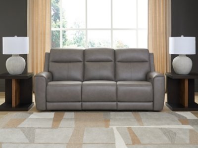 5Z-Relaxation Dual Power Leather Reclining Sofa Leather, Coin