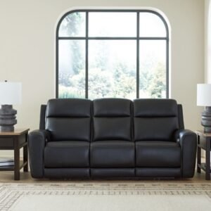 5Z-Relaxation Dual Power Leather Reclining Sofa, Onyx