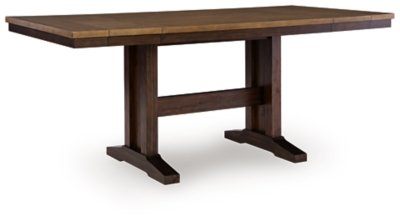 Anixburg Counter Height 62"-86" Extendable Dining Table, Light Brown/Dark Brown, Wood