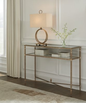 Cloverty Sofa Table, Aged Gold Finish