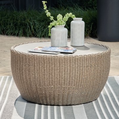 Danson Outdoor Coffee Table, Beige
