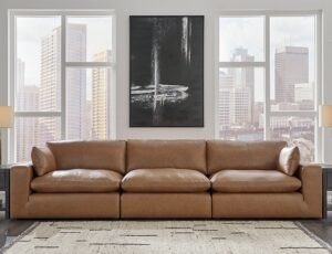 Emilia 3-Piece Leather Modular Sofa Leather, Caramel