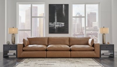 Emilia 3-Piece Leather Modular Sofa Leather, Caramel