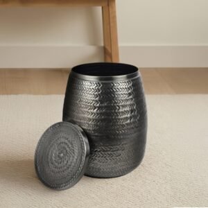 HAPPIMESS Jasper Storage Side Table, Antique Nickel