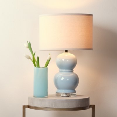 Home Accents Bubble Ceramic Table Lamp with Drum Shade, Blue
