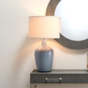 Home Accents Jar Table Lamp with Drum Shade, Gray