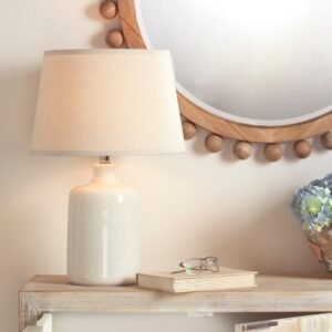 Home Accents Milk Jug Table Lamp with Tapered Shade, Cream