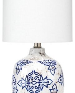 Home Accents Vintage Floral Ruby Table Lamp, Blue