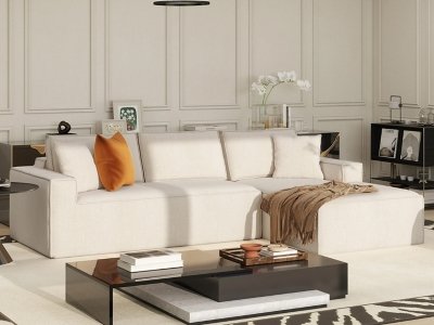 Jennifer Taylor Home Brenley 2-Piece Sectional Sofa, Porcelain Light Beige