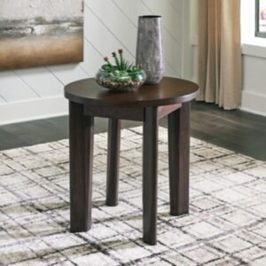 Korestone 2 End Table, Dark Brown