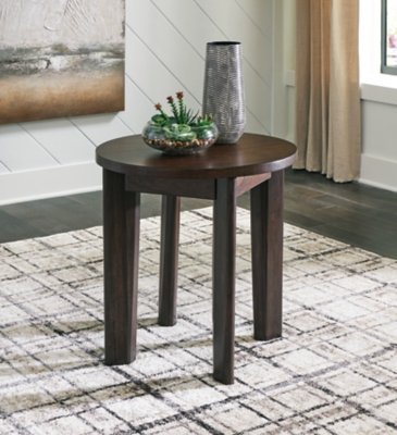 Korestone 2 End Table, Dark Brown