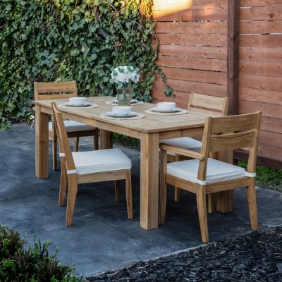 Linon Cary Outdoor Dining Table and 4 Chairs, Natural