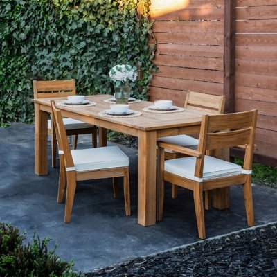 Linon Cary Outdoor Dining Table and 6 Chairs, Natural