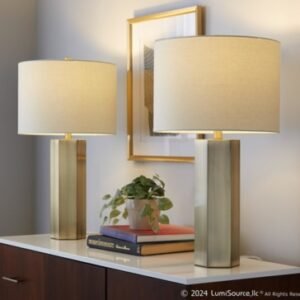 LumiSource Huit Table Lamp (Set of 2), Antique Brass