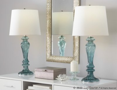 LumiSource Windsor Table Lamp (Set of 2), Blue