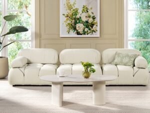 Marcel Bubble Boucle Modular 3-Piece Sofa, Ivory White