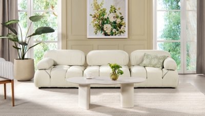 Marcel Bubble Boucle Modular 3-Piece Sofa, Ivory White