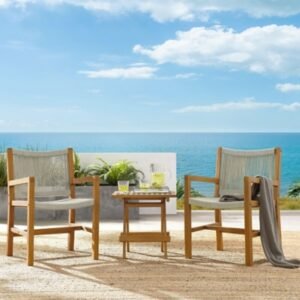 Modway Vienna Outdoor 2 Armchairs With Side Table, Natural