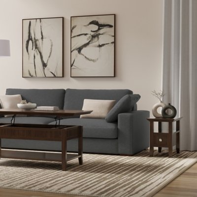 Simpli Home Acadian Narrow Side Table with Drawer, Brunette Brown