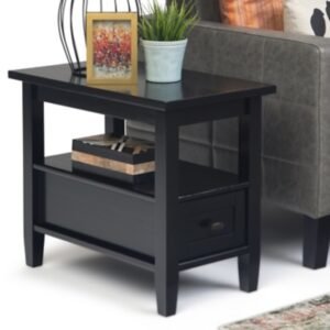 Simpli Home Warm Shaker Narrow Accent Side Table, Black