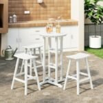 Westin Furniture Otto Outdoor Bar Table and 3 Bar Stools, White