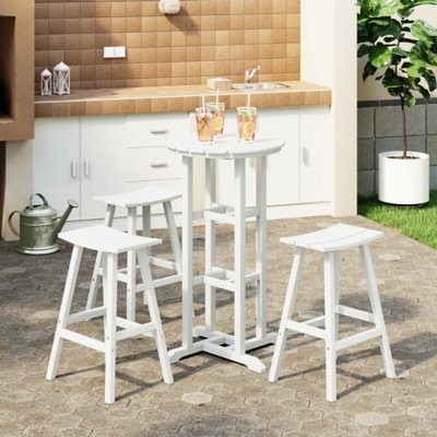 Westin Furniture Otto Outdoor Bar Table and 3 Bar Stools, White