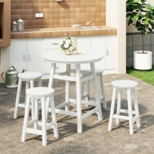 Westin Furniture Otto Outdoor Bar Table and 4 Bar Stools, White