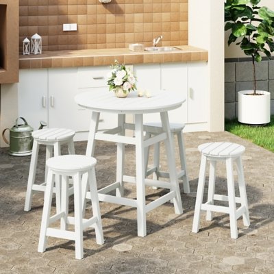Westin Furniture Otto Outdoor Bar Table and 4 Bar Stools, White